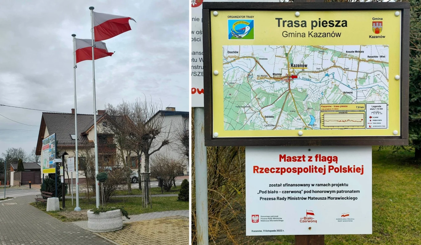 Flagi witają przyjezdnych w Kazanowie Flagi witają przyjezdnych w Kazanowie