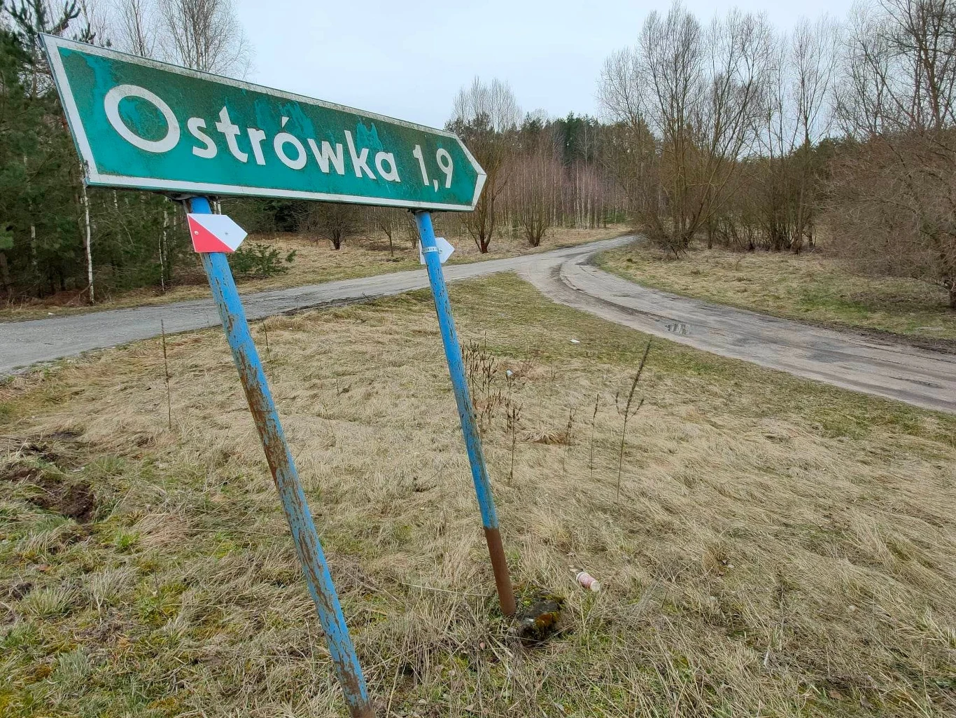 Najpierw skończył się chodnik, później pobocze, a by szybciej dojść do Ostrówki, trzeba też zrezygnować z asfaltowej nawierzchni Najpierw skończył się chodnik, później pobocze, a by szybciej dojść do Ostrówki, trzeba też zrezygnować z asfaltowej nawierzchni