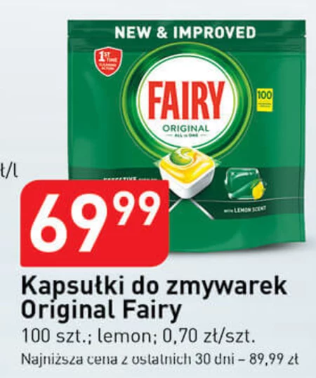 Fairy Original Cytryna Tabletki do zmywarki All In One, 100 kapsułek