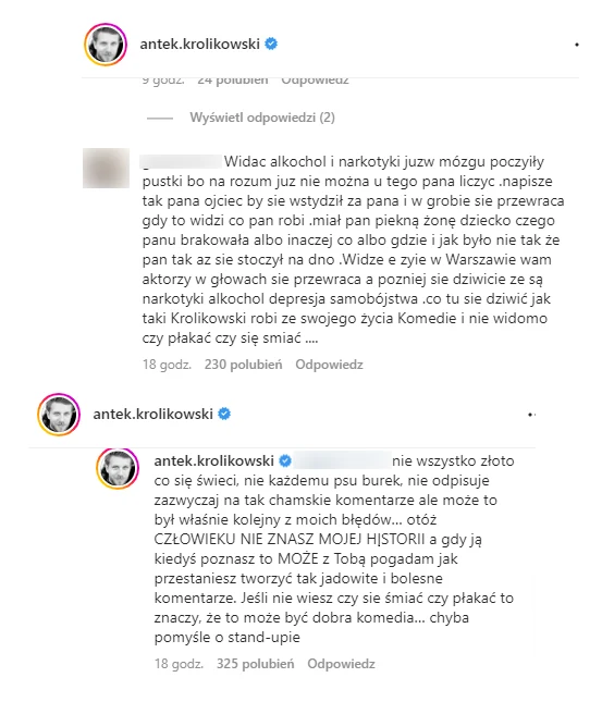 Antek Królikowski odpowiada internautom na Instagramie