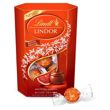 Lindt Lindor Praliny z czekolady mlecznej z nadzieniem z czerwonej pomarańczy 200 g - 0