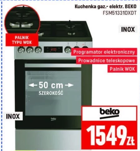 Kuchenka gazowo-elektryczna Beko