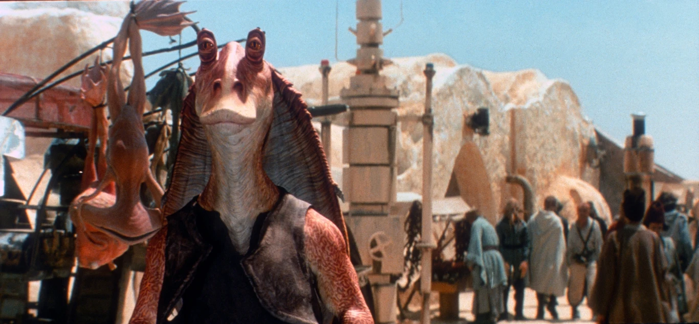 Ahmed Best jako Jar Jar Binks w filmie "Gwiezdne Wojny: część I – Mroczne widmo"