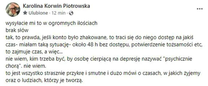 Karolina Korwin Piotrowska nie wierzy w atak hakerski Karolina Korwin Piotrowska nie wierzy w atak hakerski