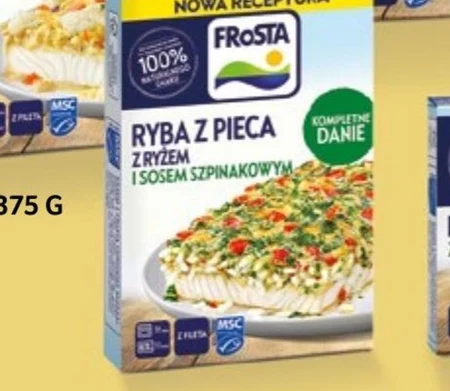 FRoSTA Ryba z pieca z ryżem i sosem szpinakowym 375 g