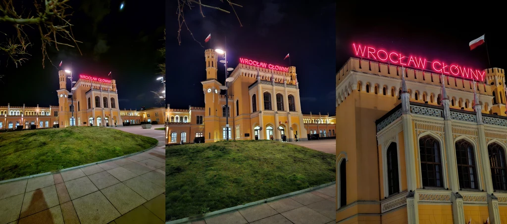 Zdjęcia od lewej: wykonane obiektywem ultraszerokokątnym, szerokokątnym i teleobiektywem.