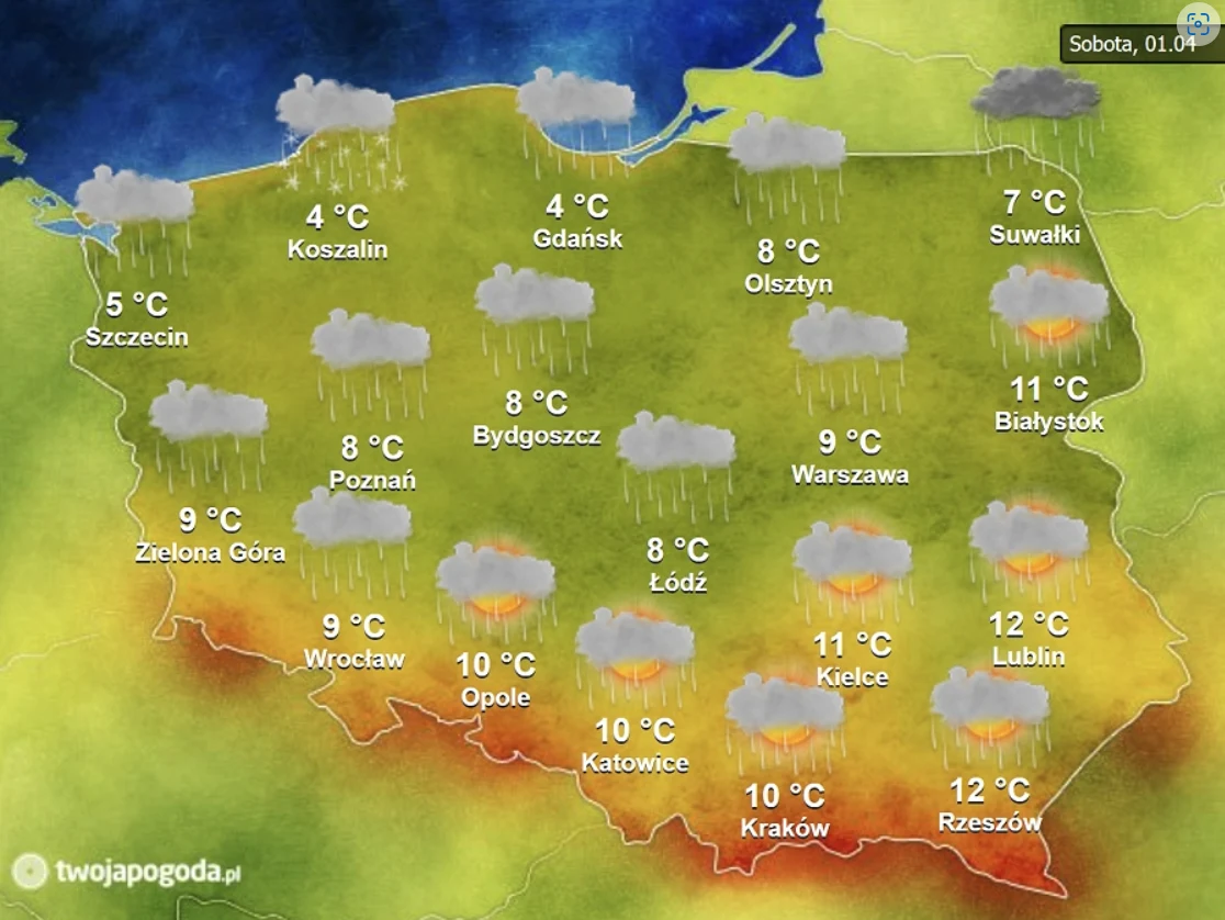 Prognoza pogody na sobotę