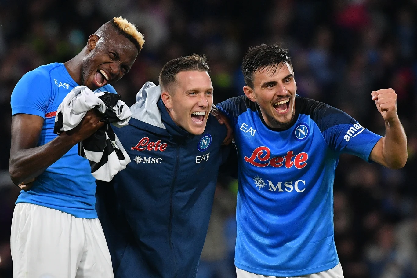 Od lewej: Victor Osimhen, Piotr Zieliński i Eljif Elmas Od lewej: Victor Osimhen, Piotr Zieliński i Eljif Elmas