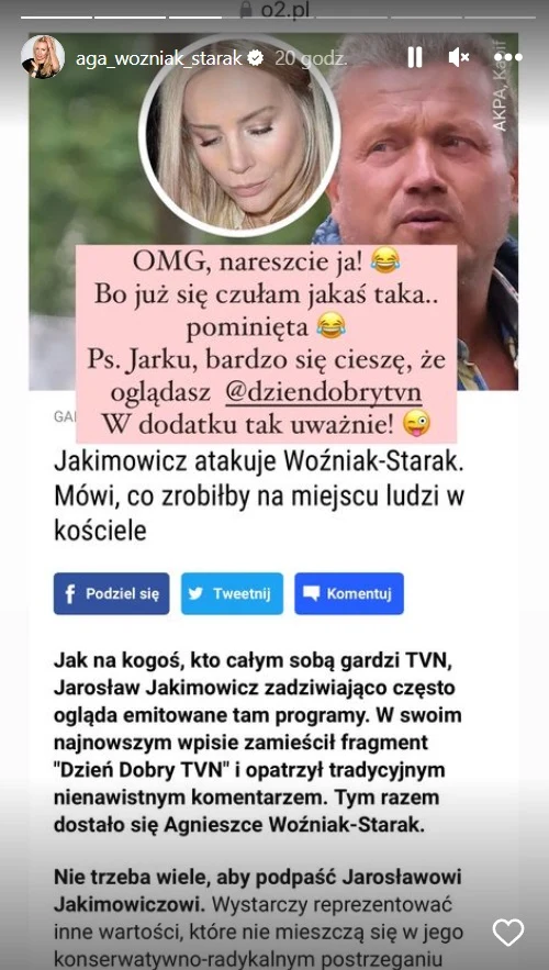 Agnieszka Woźniak-Starak skomentowała słowa Jakimowicza. Agnieszka Woźniak-Starak skomentowała słowa Jakimowicza.
