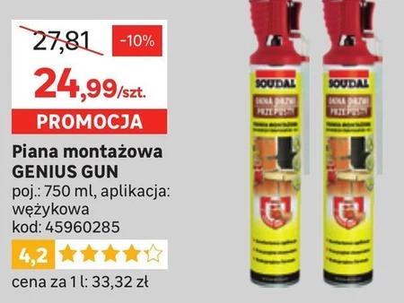 Niskoprężna pianka montażowa