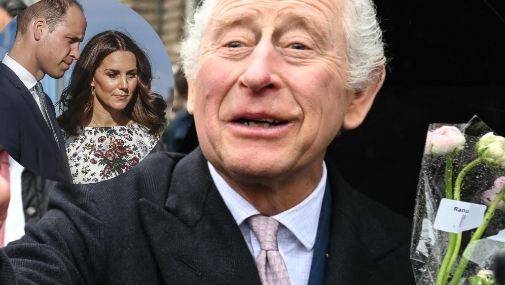 Król Karol III, książę William i księżna Kate.