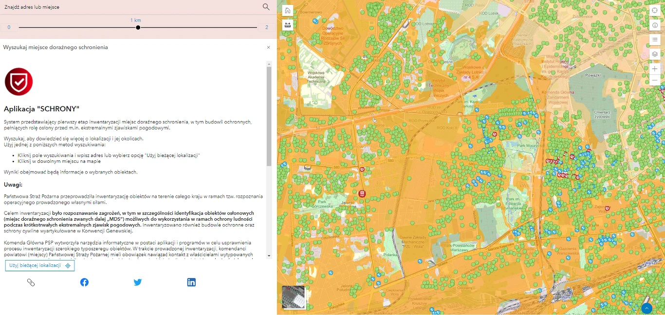 Zrzut ekranu ze strony internetowej z aplikacją SCHRONY Zrzut ekranu ze strony internetowej z aplikacją SCHRONY