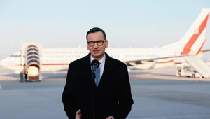 Premier Mateusz Morawiecki na konferencji przed wylotem do USA
