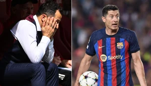 Dyrektor sportowy Bayernu Monachium Hasan Salihamidzić oraz wielka gwiazda FC Barcelona - Robert Lewandowski