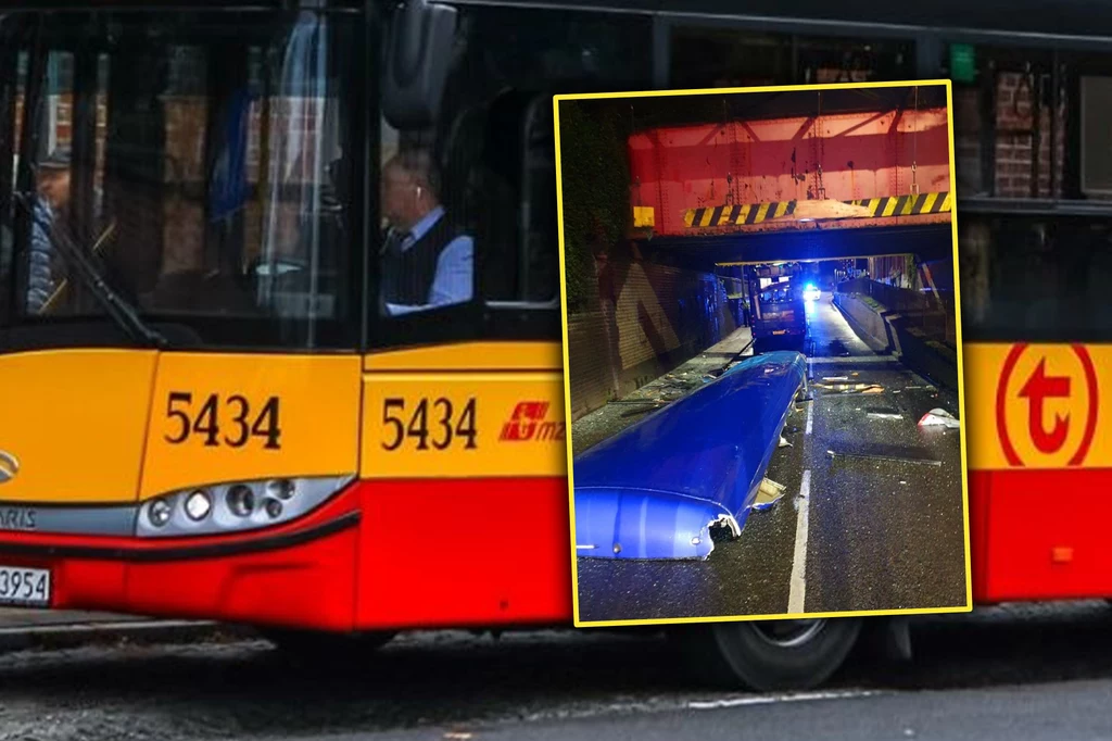 Autobus przejechał, dach już nie dał rady /East News/Adam Burakowski/REPORTER/GMPTraffic Twitter