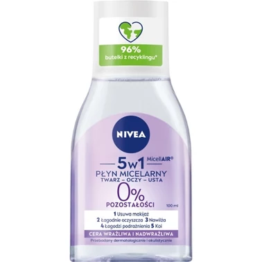 Nivea MicellAIR 5w1 Płyn micelarny cera wrażliwa i nadwrażliwa 100 ml - 1