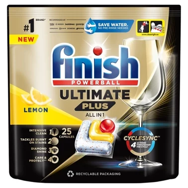 Finish Ultimate Plus Lemon Kapsułki do mycia naczyń w zmywarce 305 g (25 sztuk) - 0