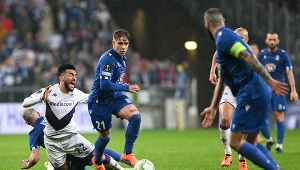 Michał Skóraś w meczu Lech Poznań - Fiorentina