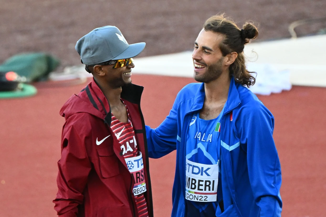 Mutaz Essa Barshim (po lewej) i Gianmarco Tamberi