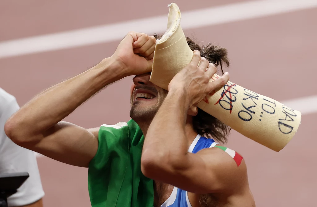Gianmarco Tamberi w czasie igrzysk olimpijskich w Tokio Gianmarco Tamberi w czasie igrzysk olimpijskich w Tokio