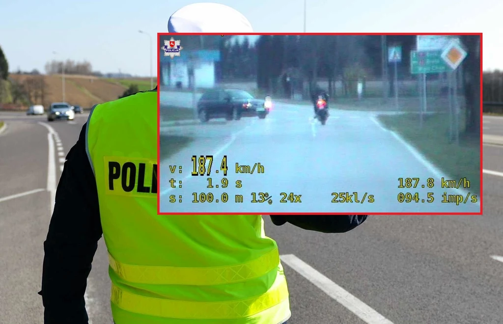 Motocyklista pędził z prędkością 187 km/h w terenie zabudowanym.