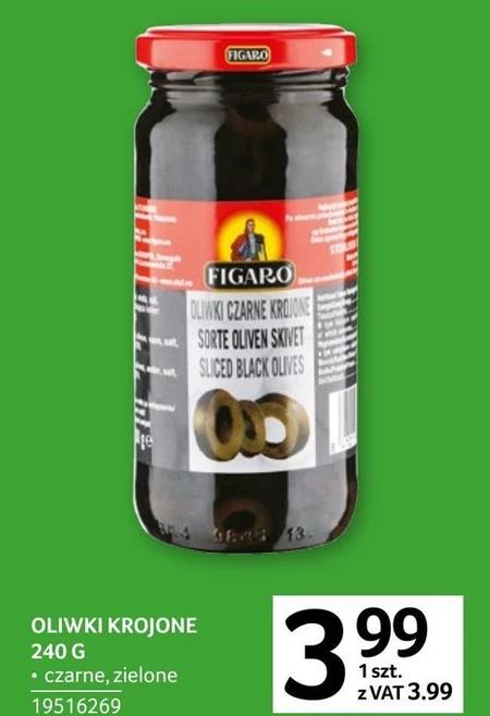 Figaro Hiszpańskie oliwki czarne drylowane 340 g