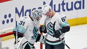 Philipp Grubauer i Morgan Geekie ze Seattle Kraken