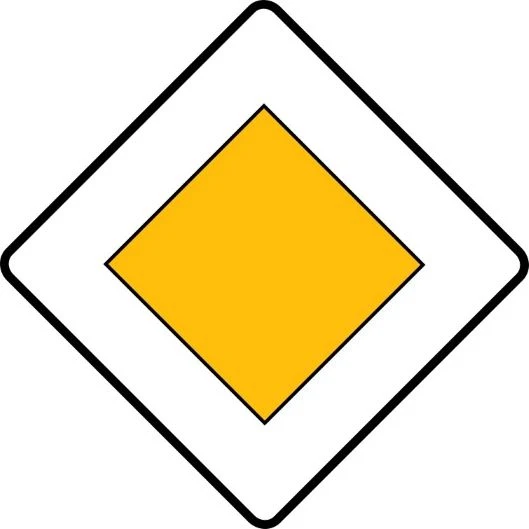 Znak D-1 informuje o początku drogi z pierwszeństwem na wszystkich skrzyżowaniach, aż do odwołania znaku Znak D-1 informuje o początku drogi z pierwszeństwem na wszystkich skrzyżowaniach, aż do odwołania znaku