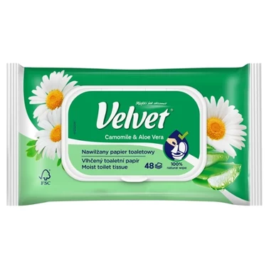 Velvet Camomile & Aloe Vera Nawilżany papier toaletowy 48 sztuk - 1