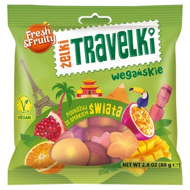 Fresh & Fruity Żelki travelki wegańskie smaki świata 80 g - 0