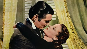 Clark Gable jako Rhett Butler i Vivien Leigh jako Scarlett O'Hara w filmie "Przeminęło z wiatrem" (1939)