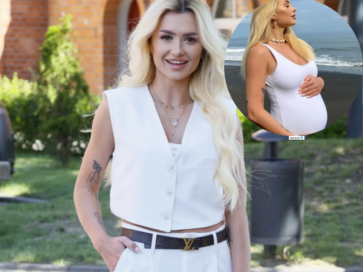 Wersow w ciąży pręży się na plaży. Poród zbliża się wielkimi krokami