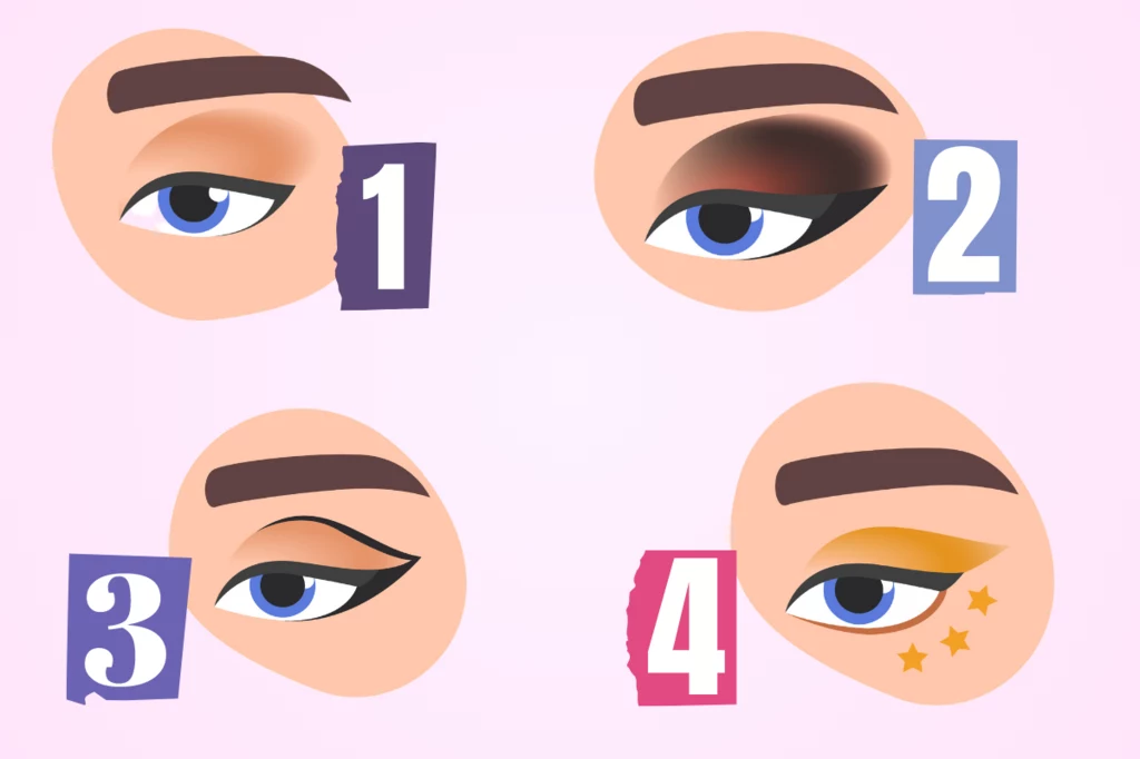 Popatrz na obrazek. Który makijaż oka jest najładniejszy? Test osobowości