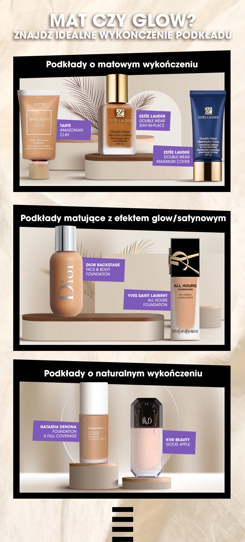 Mat czy glow? Znajdź idealne wykończenie podkładu - infografika