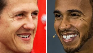 Michael Schumacher (z lewej) i Lewis Hamilton
