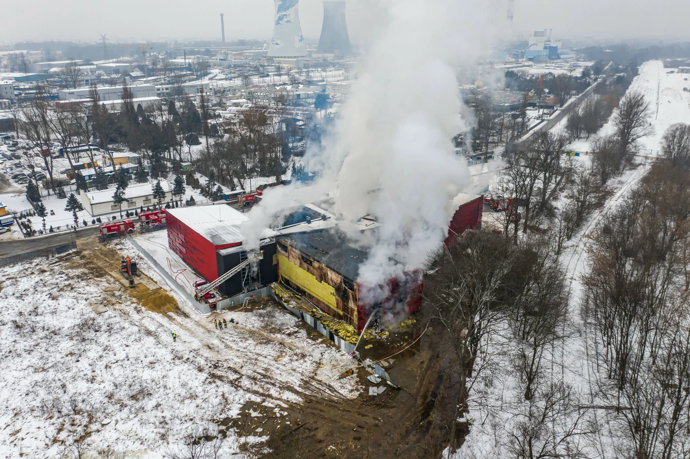Pożar archiwum widziany z powietrza