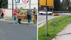 Golub-Dobrzyń: Policja zajęła się sprawą trumny na drodze