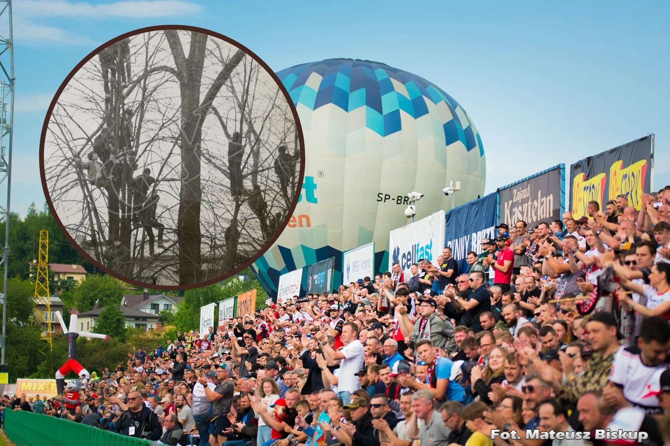 Na inaugurację sezonu 1988 w Krośnie ludzie wspinali się na drzewa Na inaugurację sezonu 1988 w Krośnie ludzie wspinali się na drzewa