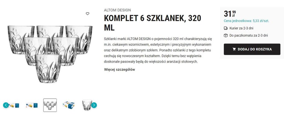 komplet szklanek w sklepie internetowym Biedronki