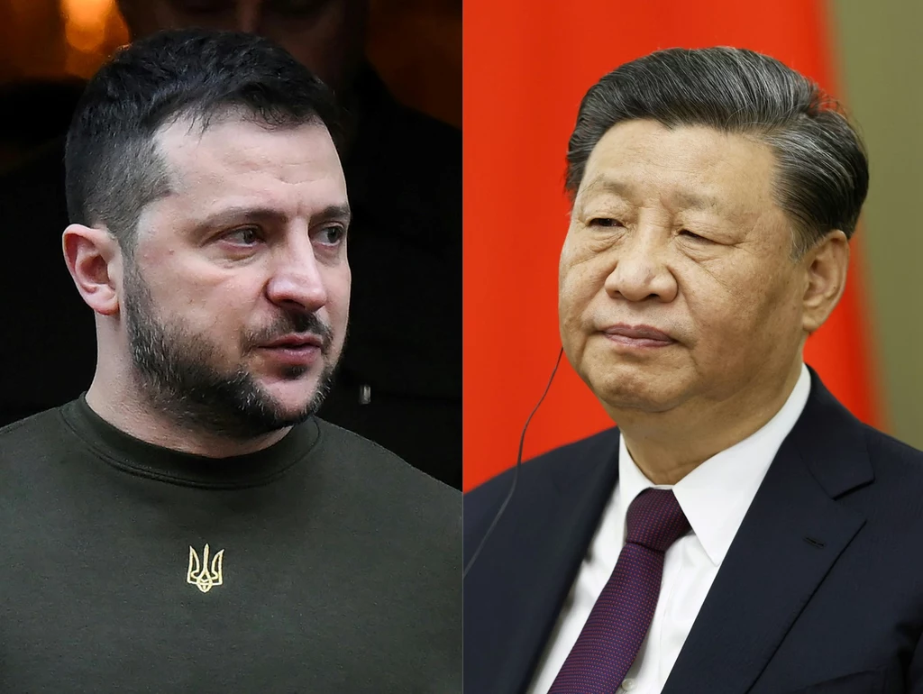 Prezydent Ukrainy Wołodymyr Zełenski i przywódca Chin Xi Jinping Prezydent Ukrainy Wołodymyr Zełenski i przywódca Chin Xi Jinping