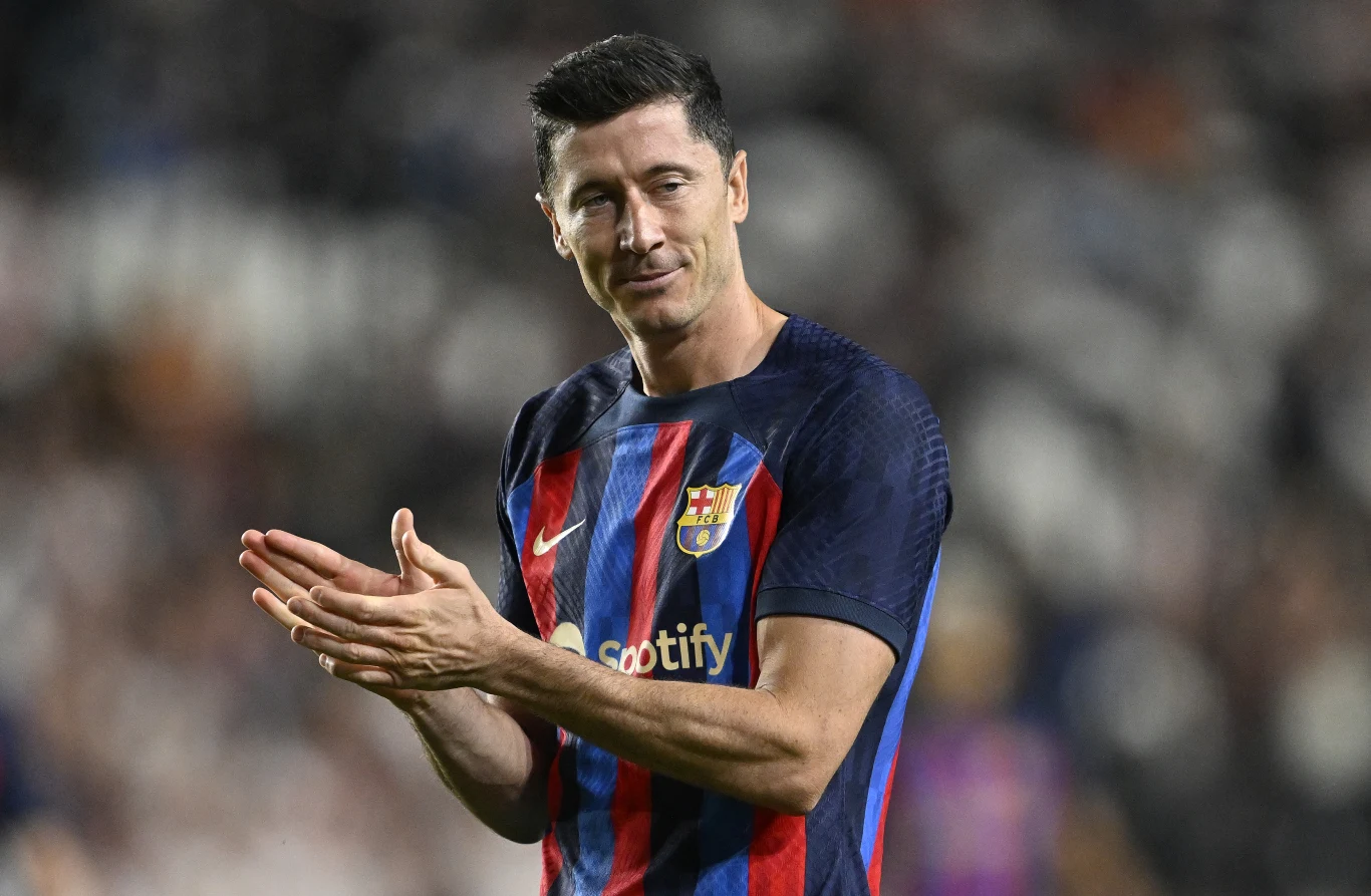 Robert Lewandowski w meczu Rayo - Barcelona