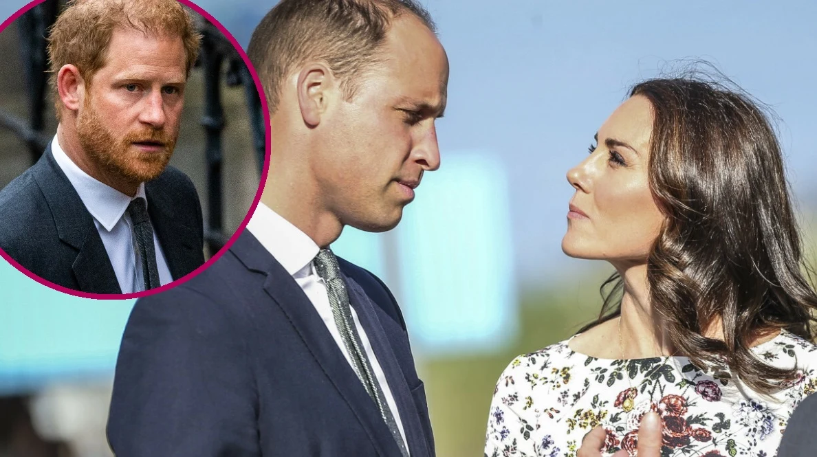 Książę Harry i książę William z żoną. Książę Harry i książę William z żoną.