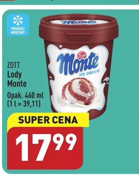 Zott Monte Lody śmietankowe i lody czekoladowo-orzechowe 460 ml