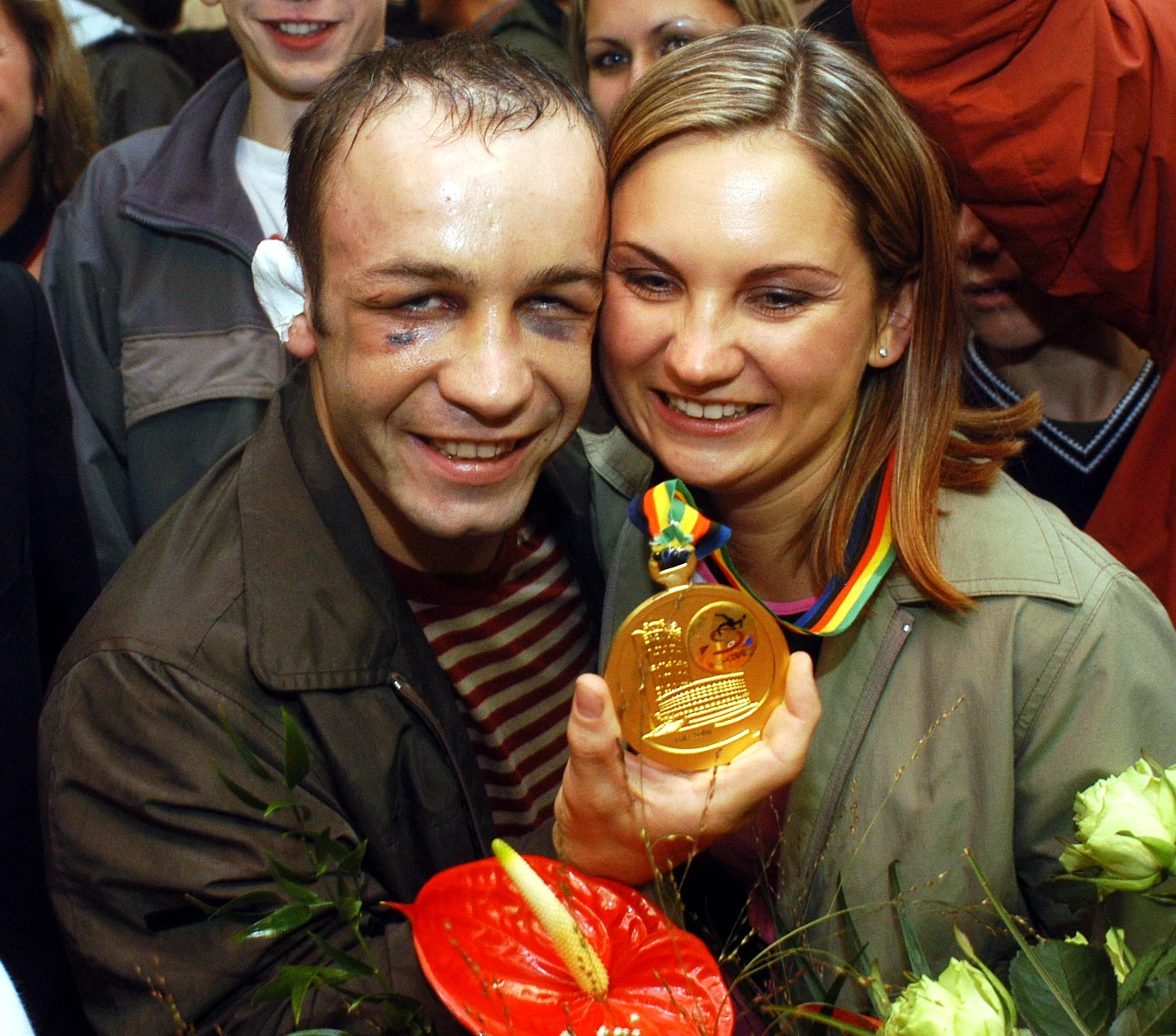 Dariusz Jabłoński z żoną Beatą po powrocie z MŚ