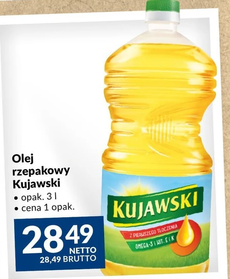 Kujawski Olej rzepakowy z pierwszego tłoczenia 3 l