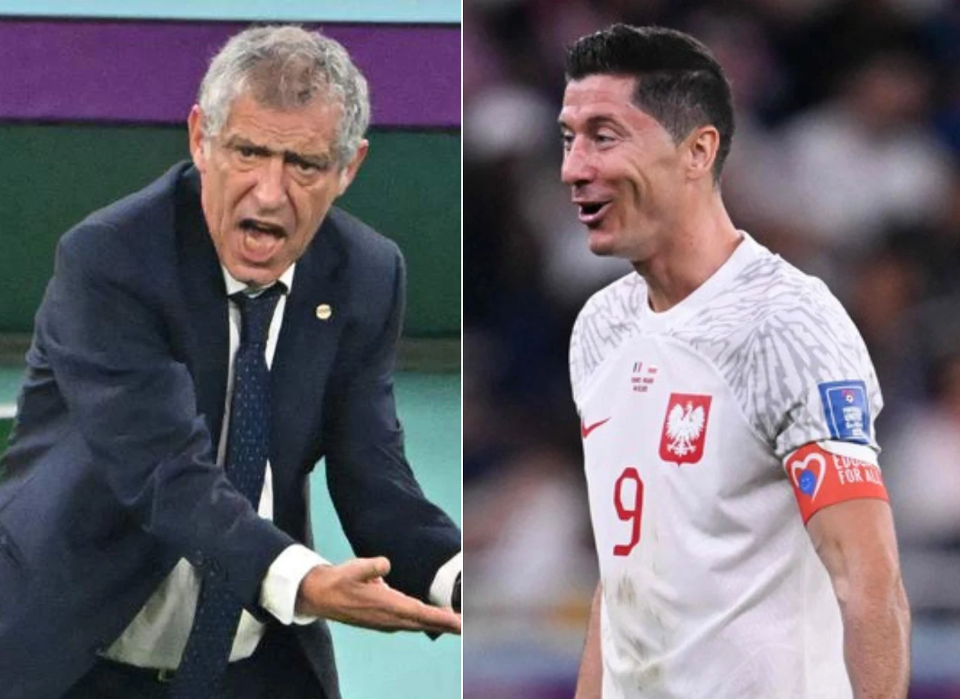 Selekcjoner reprezentacji Polski Fernando Santos i jej kapitan Robert Lewandowski