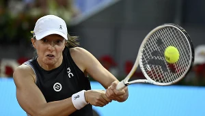 Iga Świątek w trakcie meczu w turnieju WTA w Madrycie