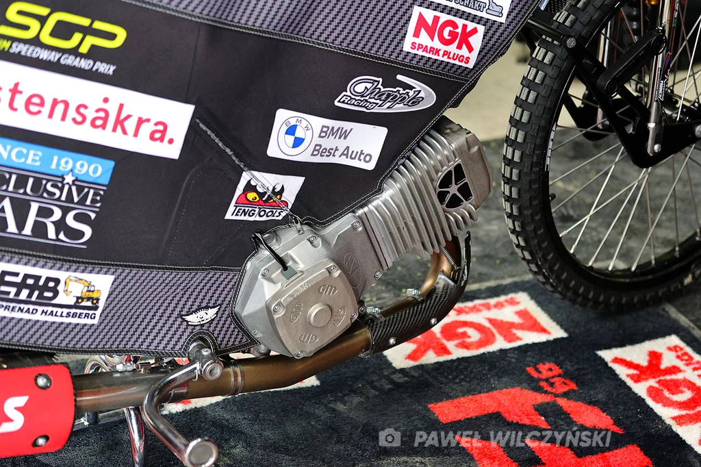 Silnik Berta van Essena w ramie motocykla Fredrika Lindgrena Silnik Berta van Essena w ramie motocykla Fredrika Lindgrena