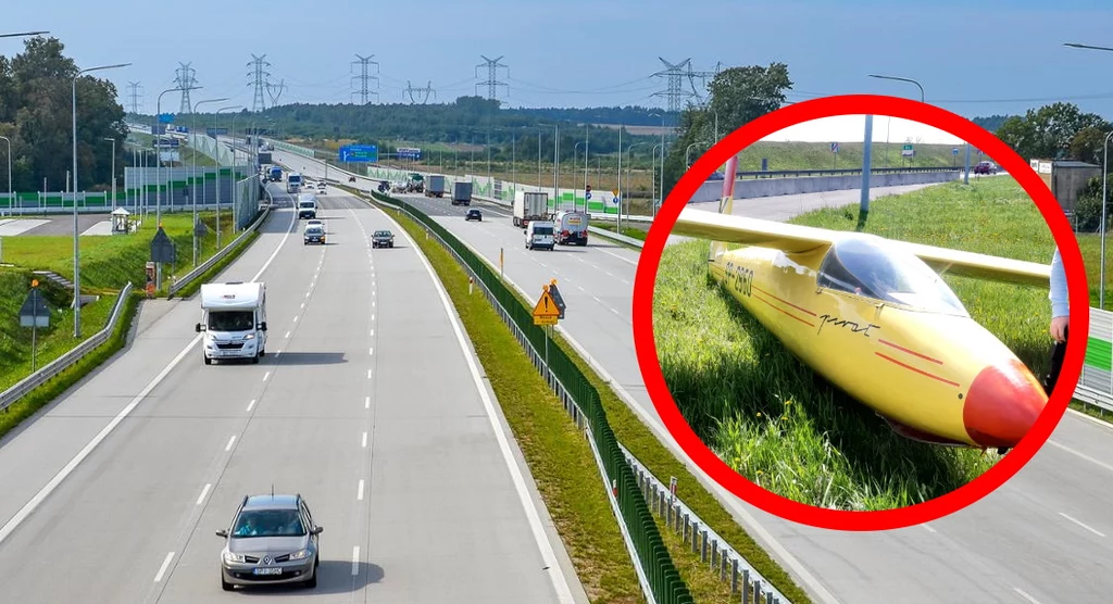 Na węźle Żory na autostradzie A1 lądował szybowiec