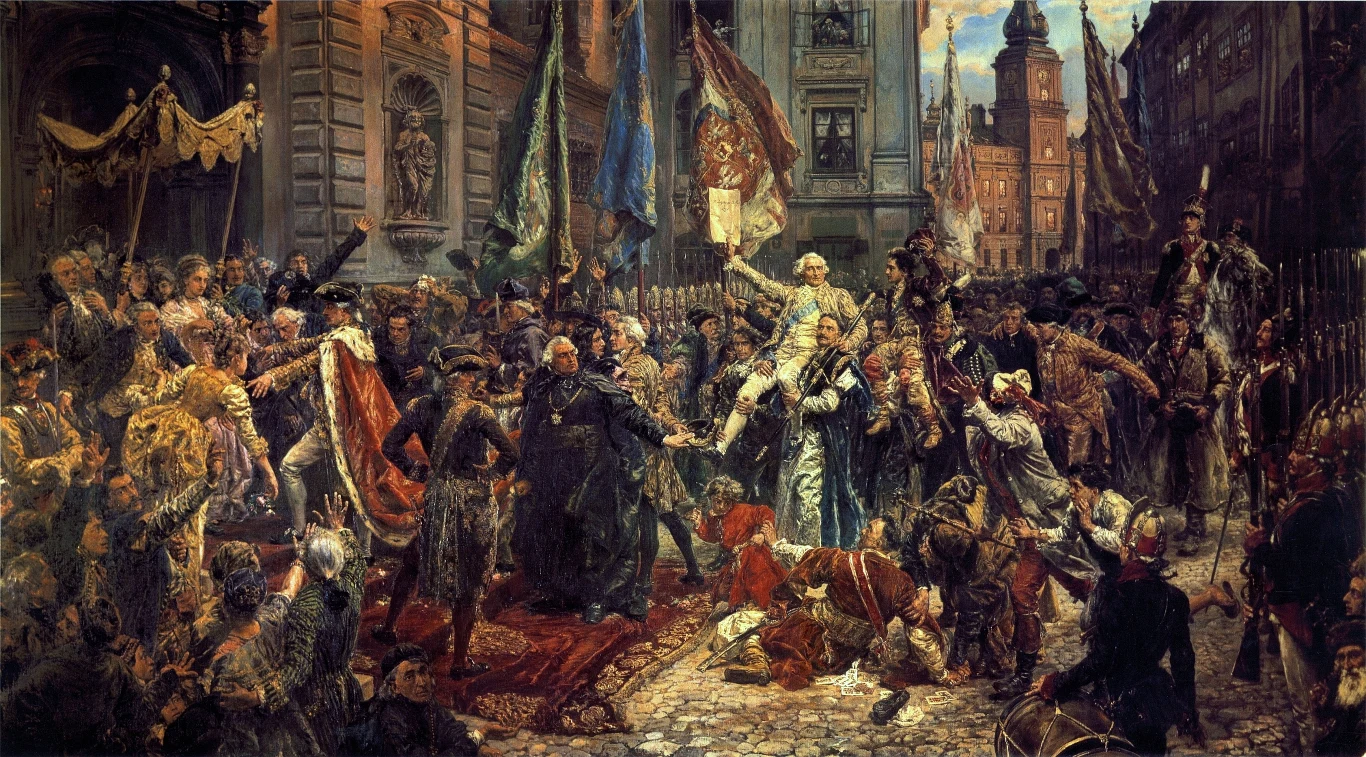Konstytucja 3 maja Jana Matejki. Obraz znajduje się na Zamku Królewskim w Warszawie
